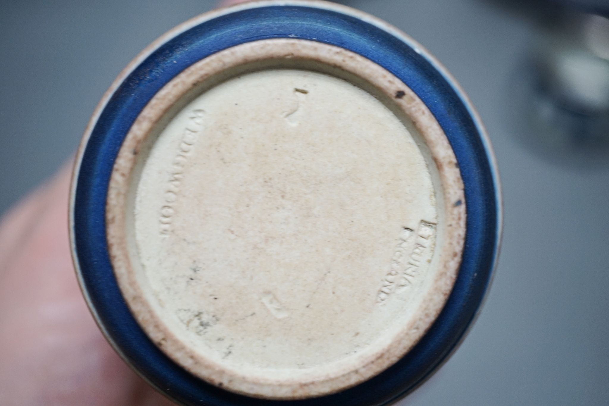 A Victorian Wedgwood blue jasper biscuit barrel and a blue jasper cheese dish cover, with a plated stand , 3 piece condiment set